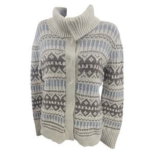ORVIS Fair Isle Collared Cardigan Sweater Southwestern Aztec Cabincore M 3929